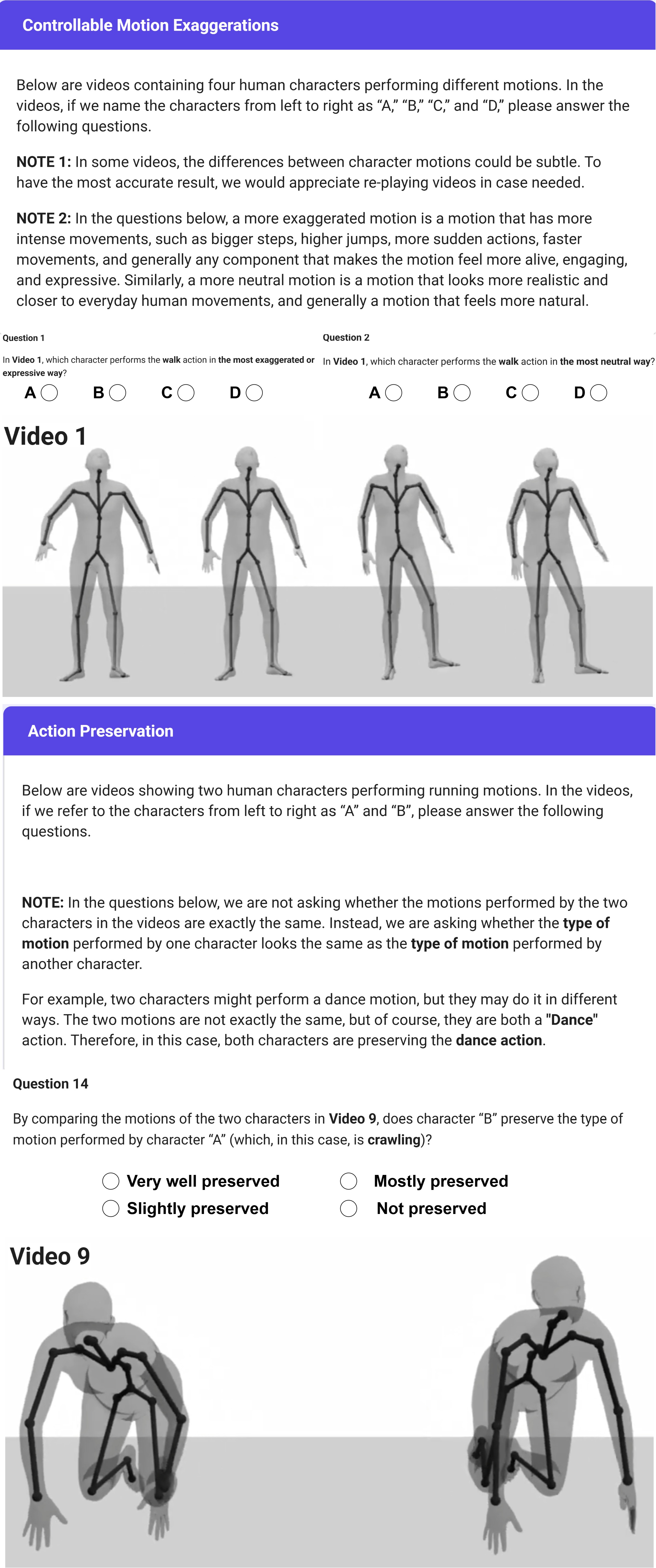 Representative questions and findings from the perceptual study